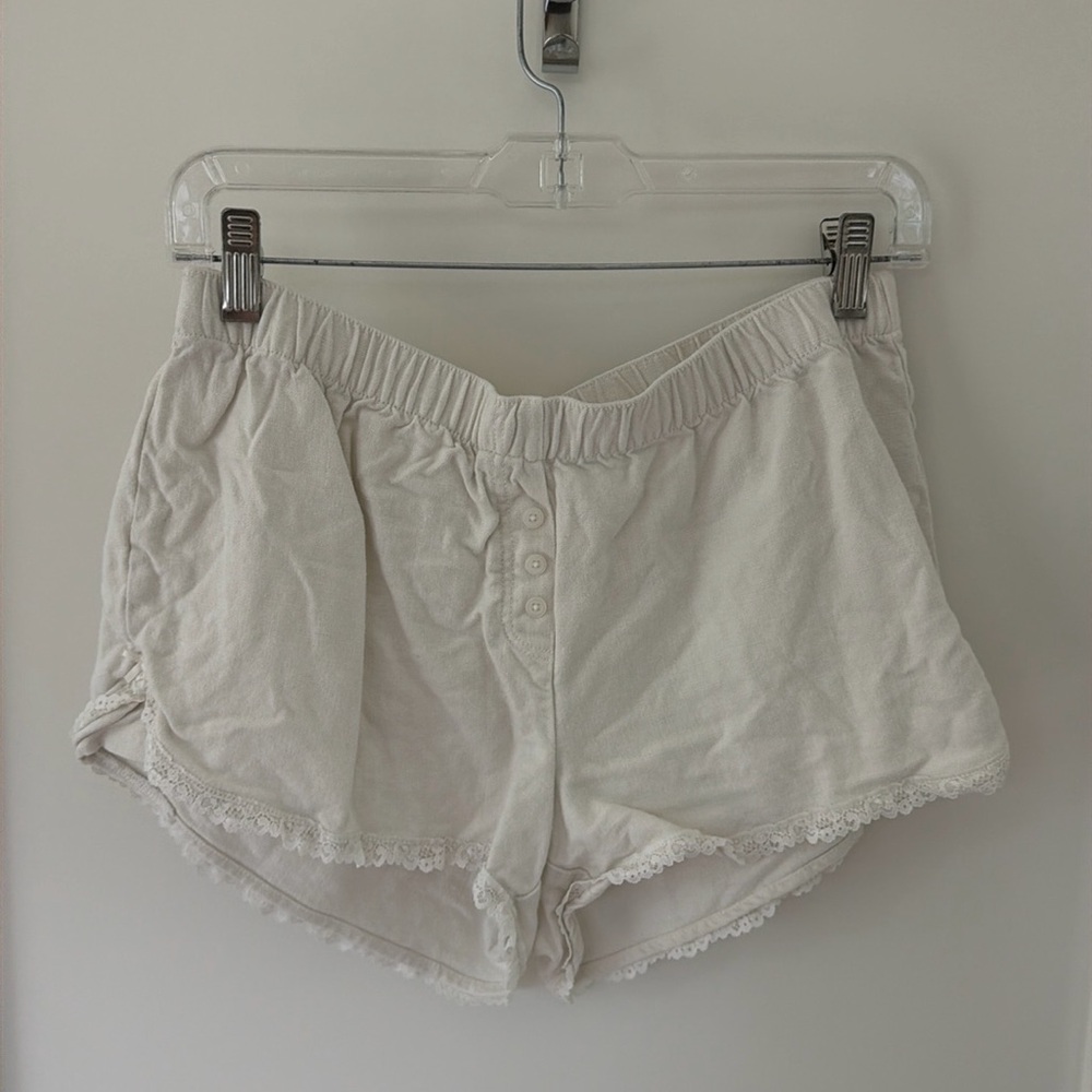 Brandy Melville white lace boxer shorts